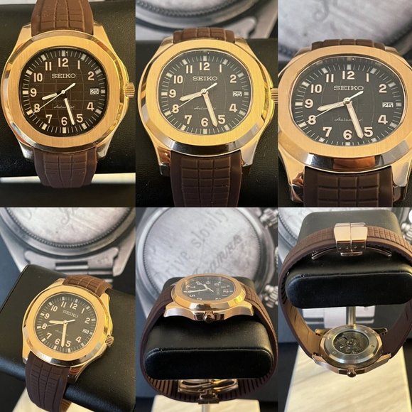 custom build seiko NH35 Automatic movement - rosegold "aquanaut" mod - Picture 1 of 5